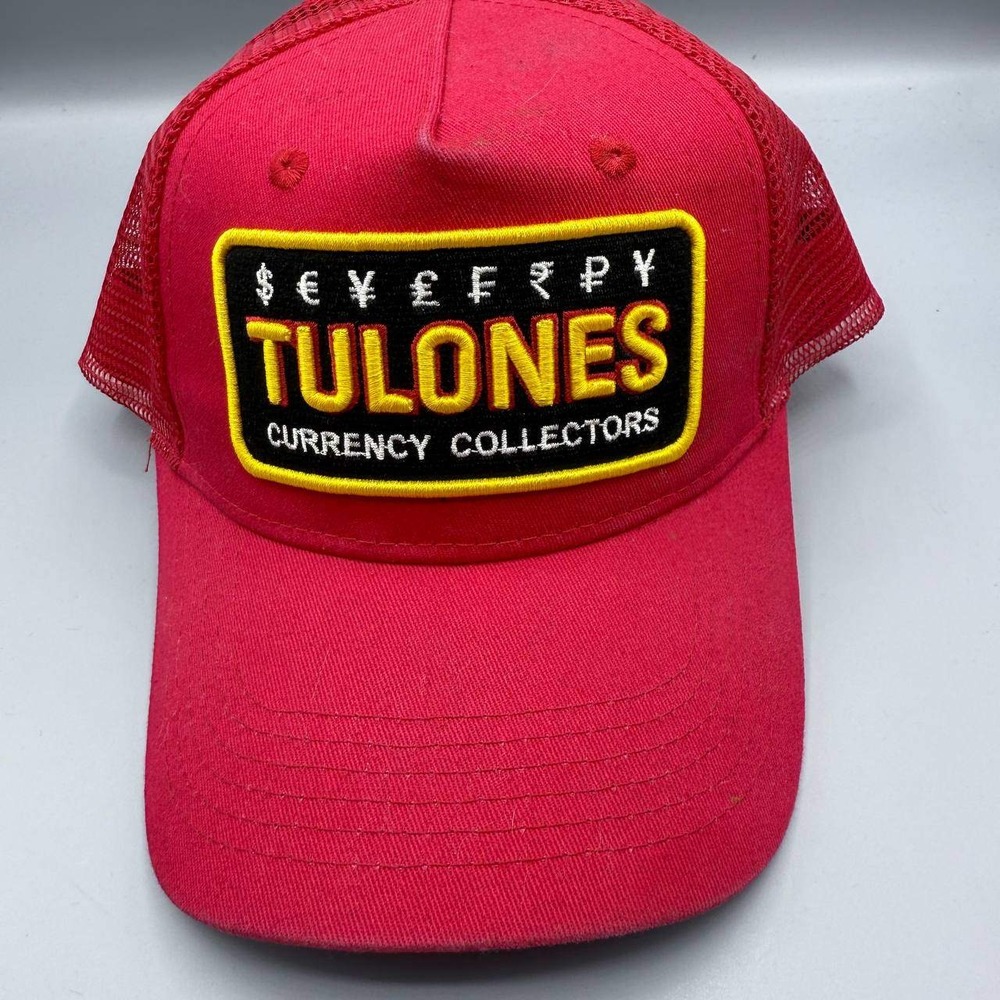 Tulones Trucker Hat Men Red Currency Collectors Embroidered Snap Back Cap